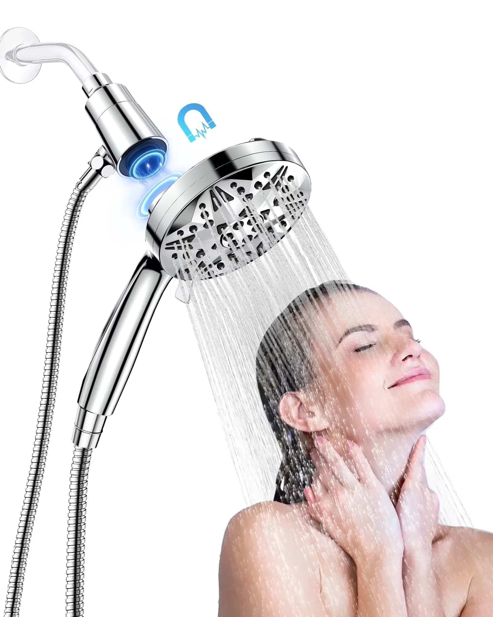 Modern Shower Head with Handheld, Easy To Install - Stainless Steel 9" Model 8C8DF9