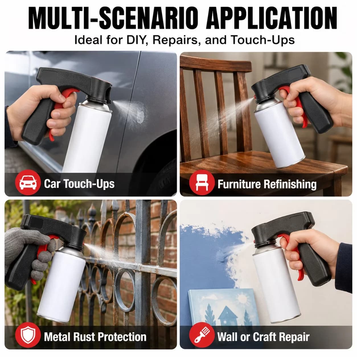 Professional Air Tools Compressor with 2Pcs Aerosol Can Trigger Handle, Ergonomic Spray Paint Grip - 5.8x4x2inchs Model 690BA2