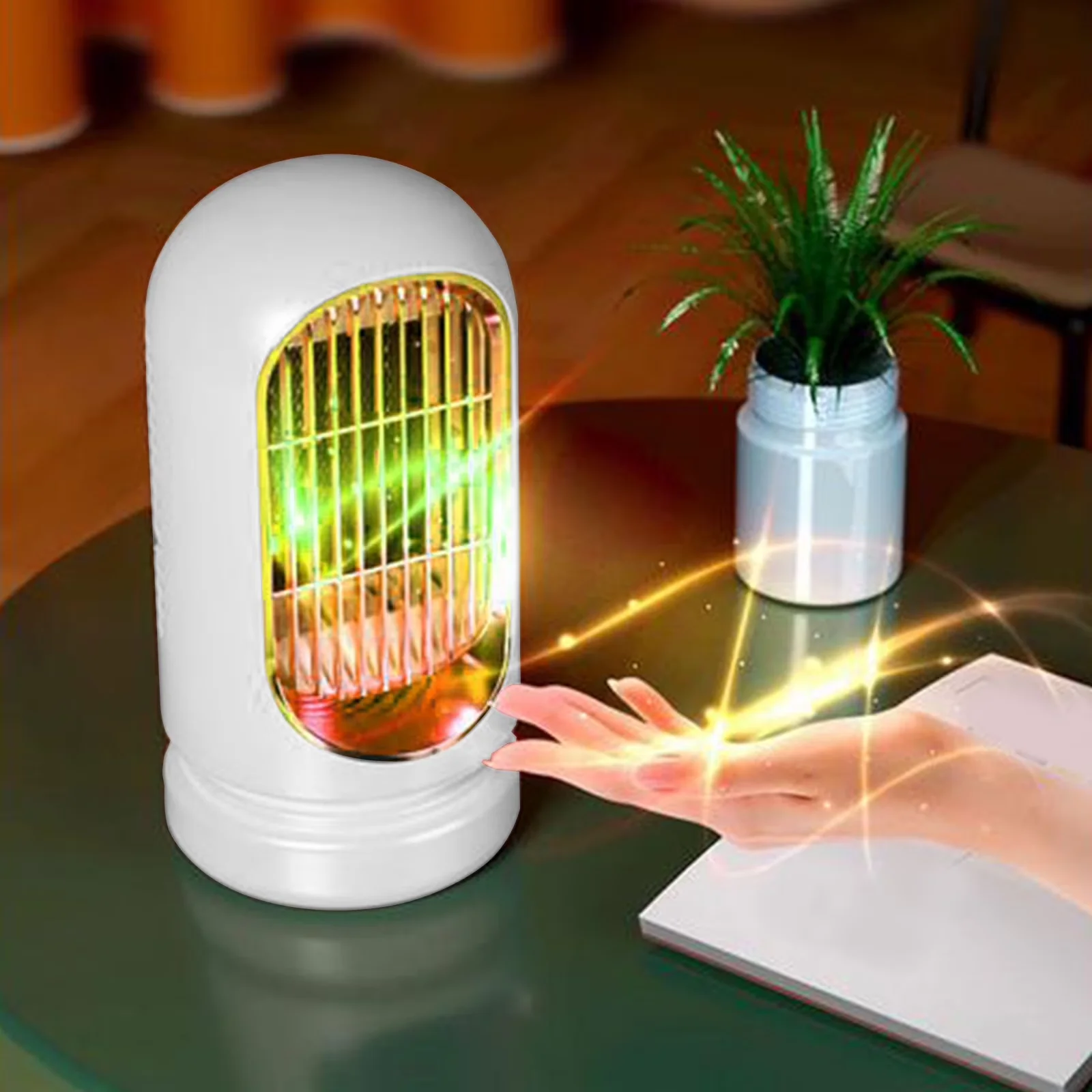 Portable And Electric Space Heater Durable with Automatic Shutoff, Material: ABS, Small Bladeless Fan - White for Bathroom, Office Model DEDCB4