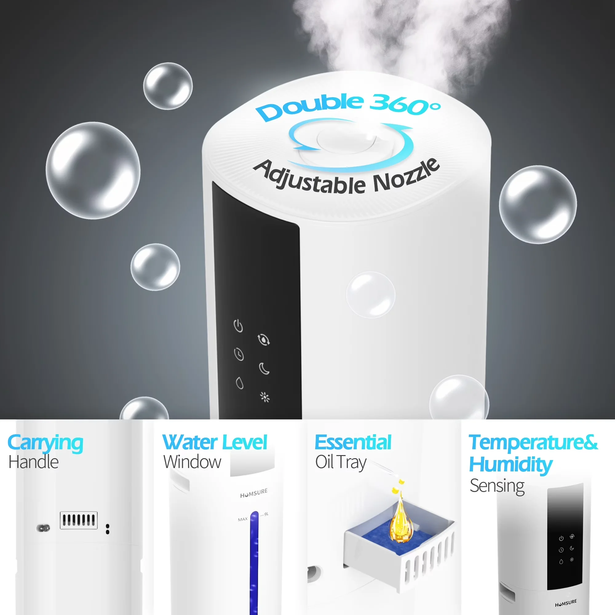 Humidifier Reliable with Timer, Automatic Shut-Off, Remote Controlled - White for Large Model FED335