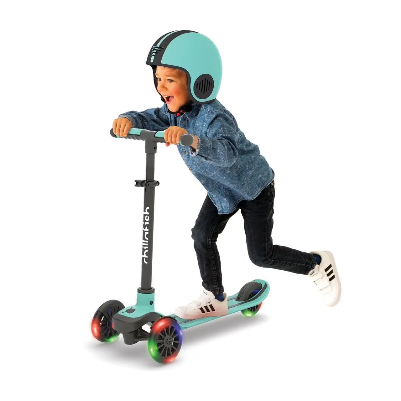 Scooter Classic with Height-Adjustable Handlebar, Light-Up Wheels - Green Model ED4070