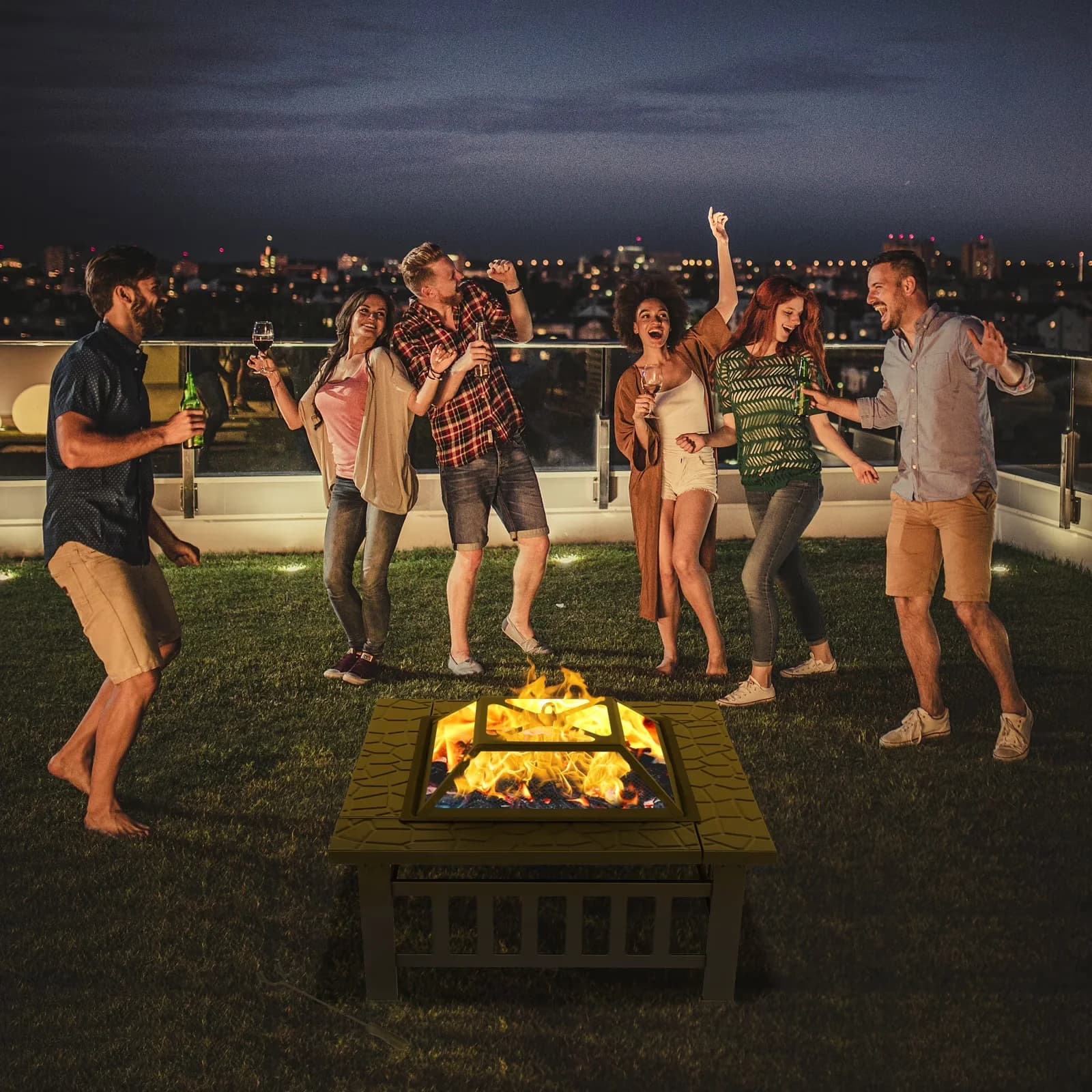 Sleek Outdoor Heating with Water-Resistant - Black Metal Wooden - Sleek Profile Model 1E14B5