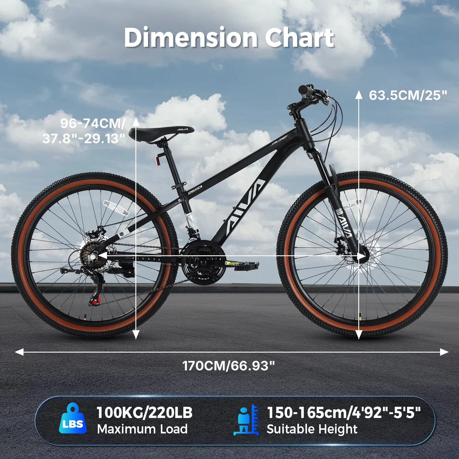 Efficient Mountain Bike with Adjustable Seat Height, Lightweight - Black Model 9EDDCB
