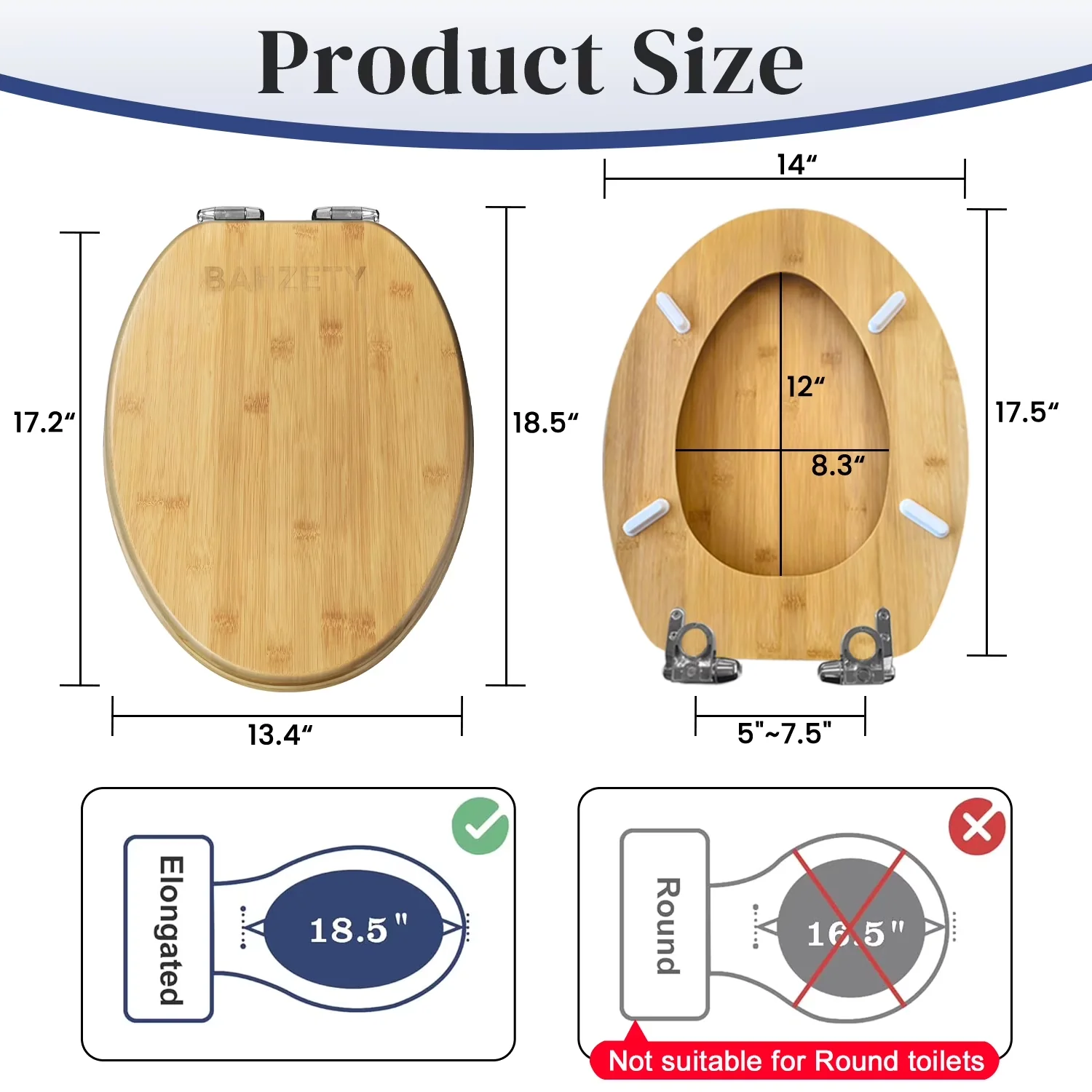 Compact Toilet Seats And Lid with Easy Installation, Soft Close - Multicolor Wood Model 6DF048