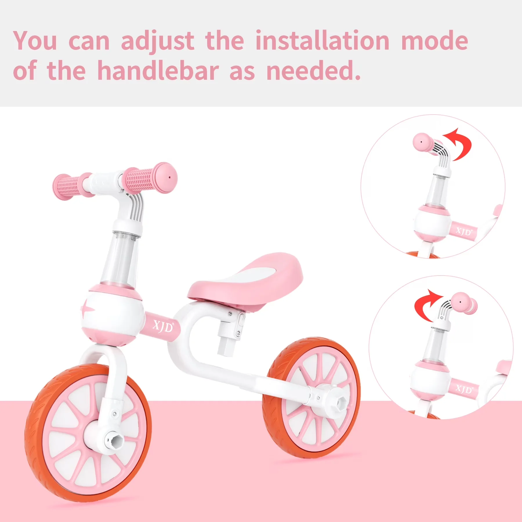 Quality Kids Bike with Adjustable Seat, Adjustable Handlebar Height, 3-in-1 Toddler Tricycle - Pink Model 920574