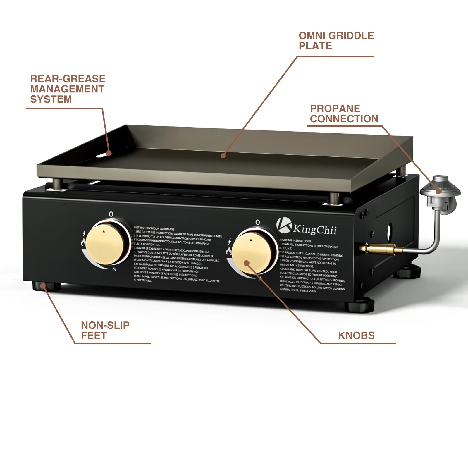 Versatile Flat Top Grill with Portable - Metal 2-Burner Tabletop Griddle Model 5A0D9D