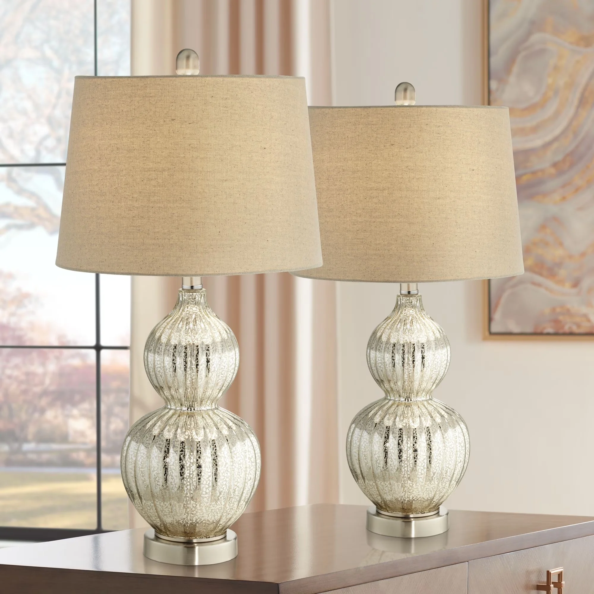 Reliable Lamp Set with Incandescent - Glass Silver Lili - Satisfaction Guaranteed Model 060813