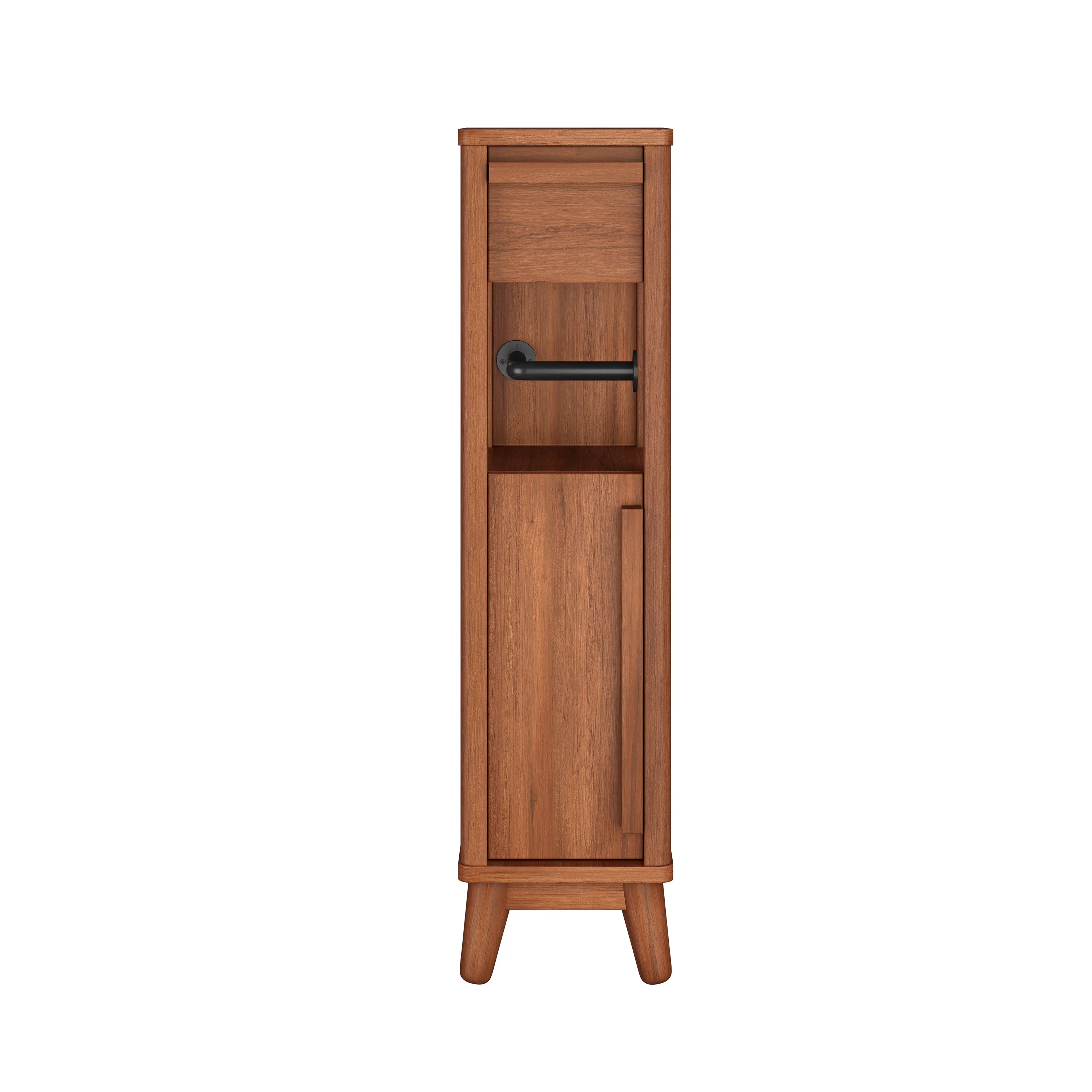 Garage Storage Supply Sleek with Traditional, Greyson Slim Cabinet, Walnut Finish - Brown Wood, Metal, Paper Laminate Model E989FB