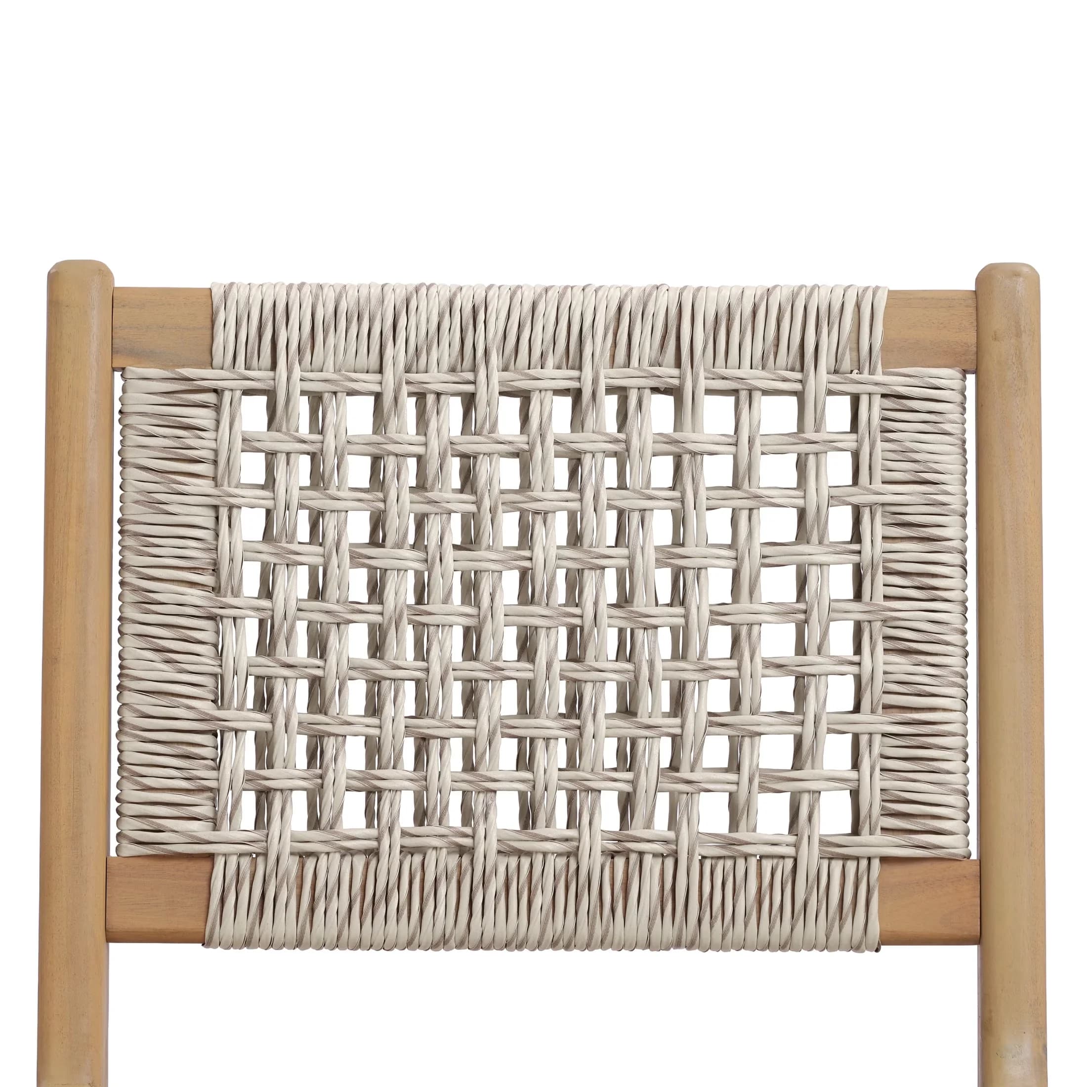 Durable Patio Dining Set with Bohemian, Rectangular Table - Acacia Wood + Wicker Gray Model 6F5643