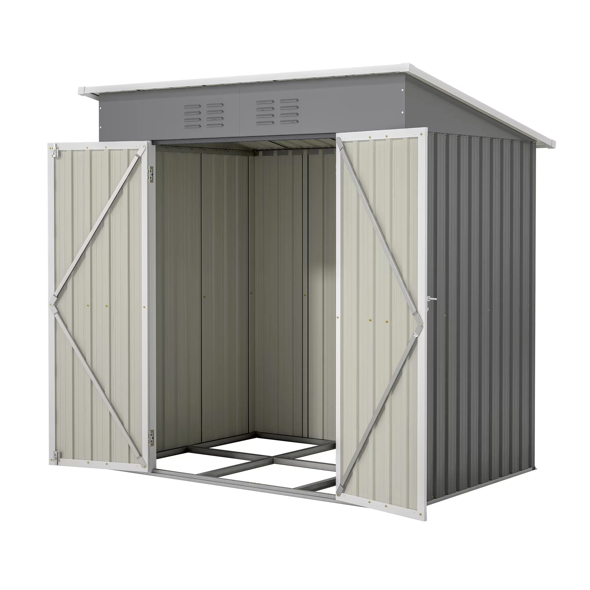 Shed Classic with Lockable Door, 6 x 4 ft Metal Sheds w/ Lockable Doors, Outdoor Storage - Metal Gray-1 for Garden Model 941EA5