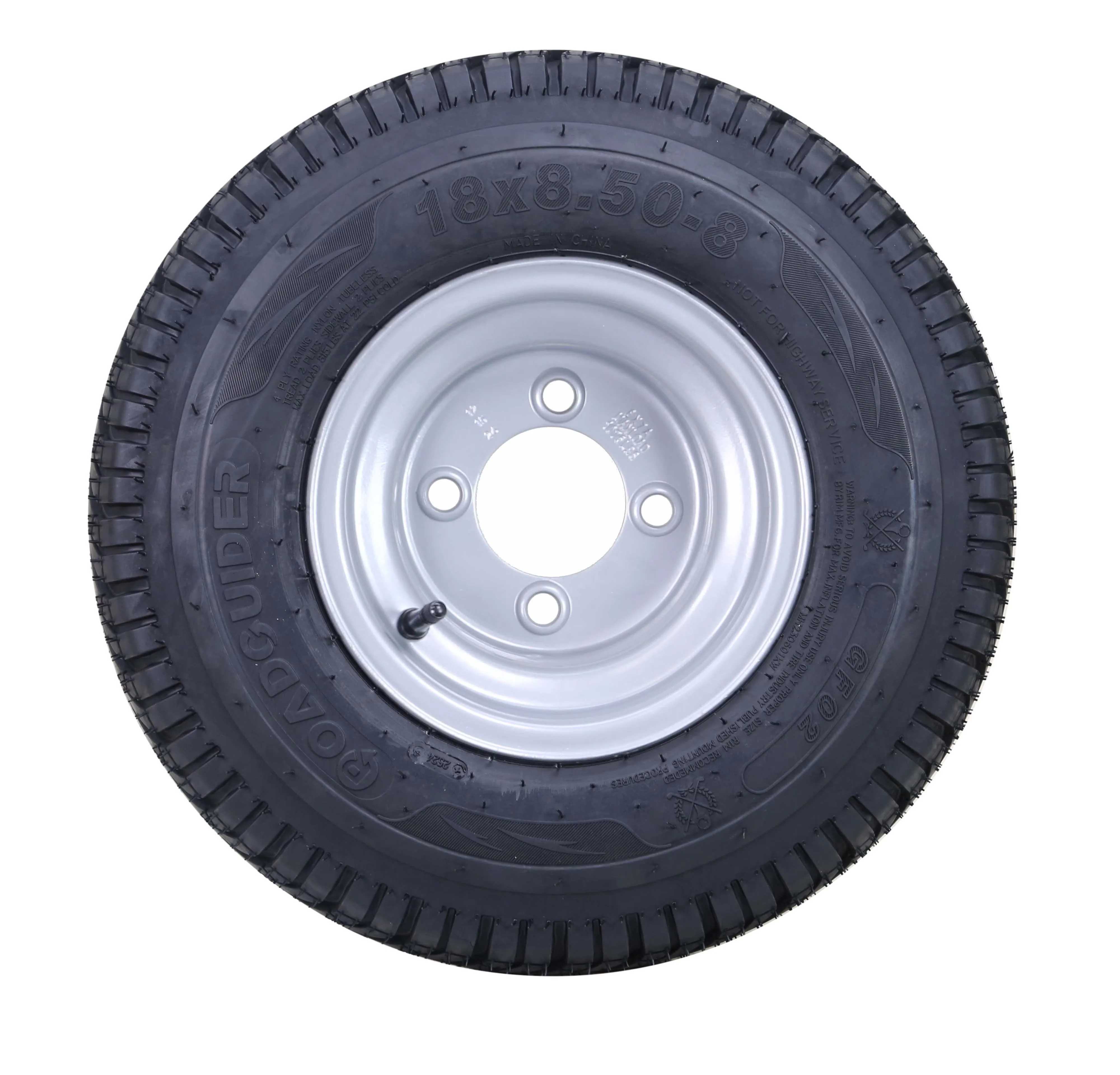 Essential Golf Cart Tire with Heavy-Duty, 4 Lugs on 4" PCD Silver Rim 14039 - Model 0EA919