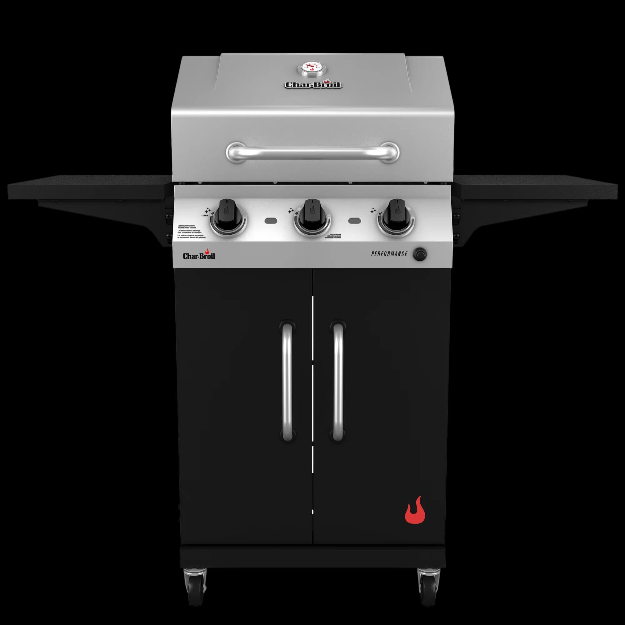 Gas Grill Compact with Warming Rack, Storage Rack - Silver Heavy Duty Steel, Stainless Steel Model E92396