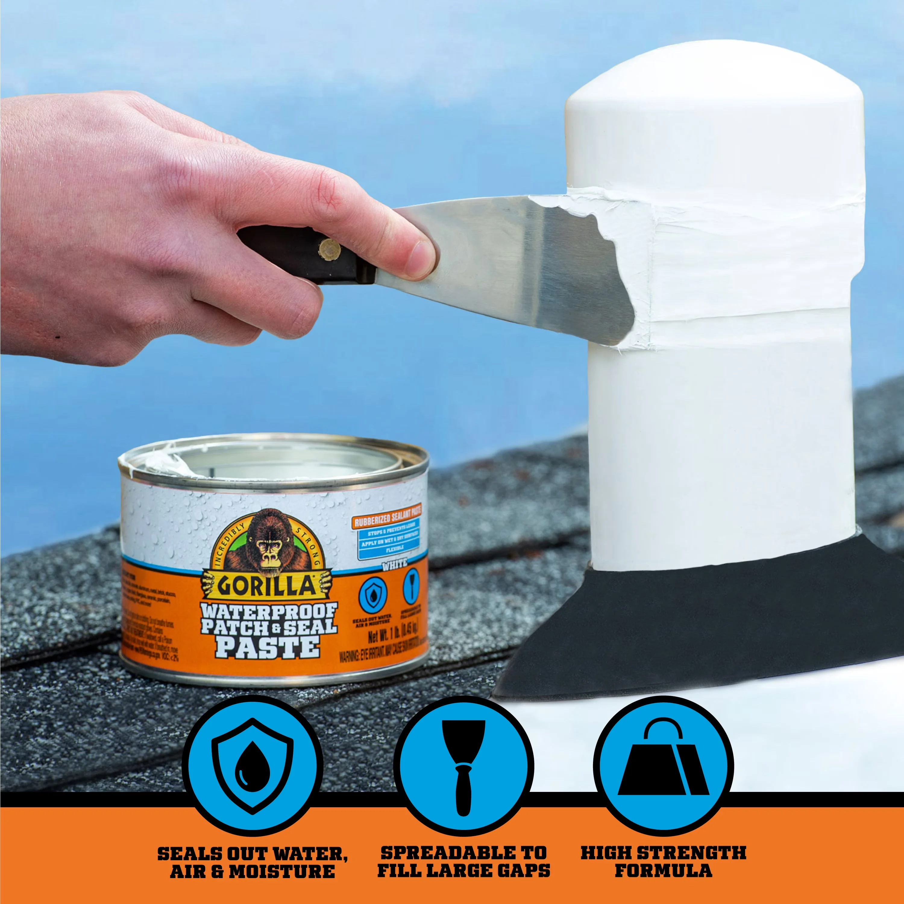 Stylish Building Material with Adhesive Form" Spreadable Paste, Stops & Prevents Leaks, Apply on Wet, Damp and Dry Surfaces - White Model 7F296C
