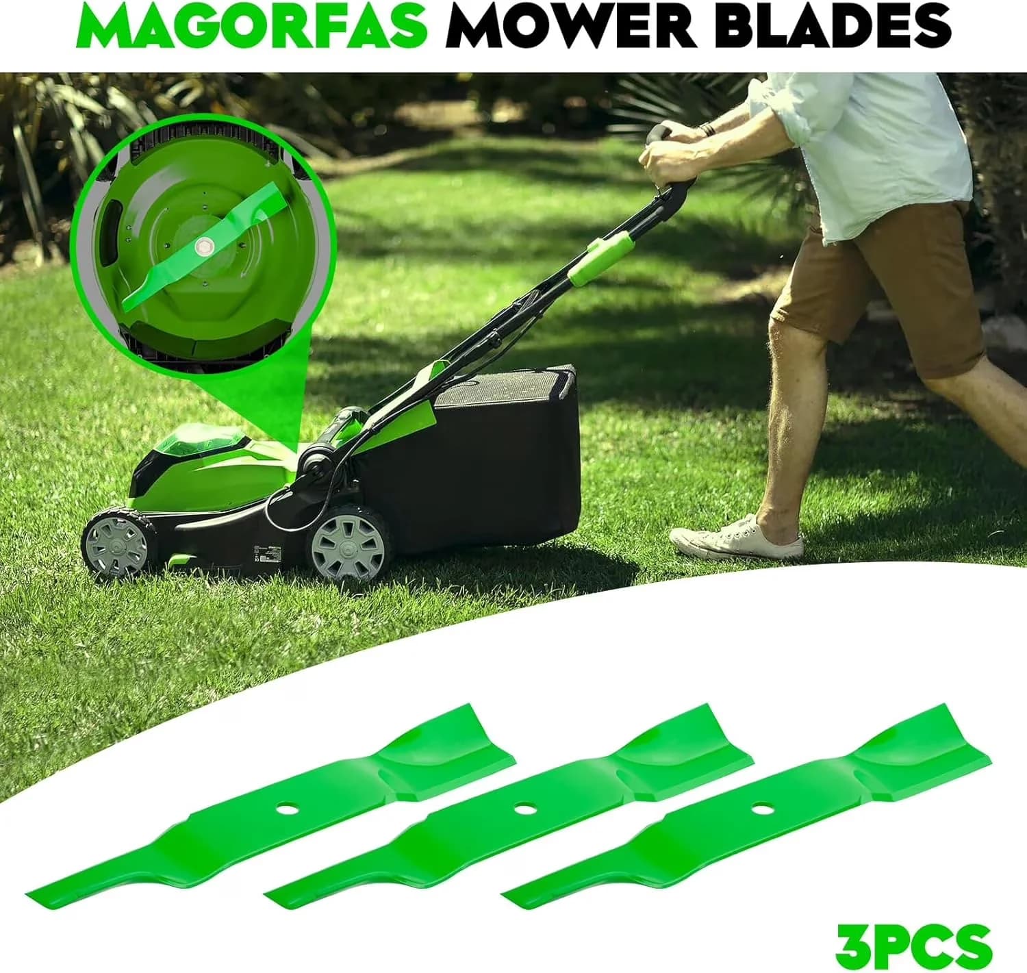 Innovative Riding Lawn Mower with 54 inch Decks Fits, Blades High Lift Blades - Model AEC9FD