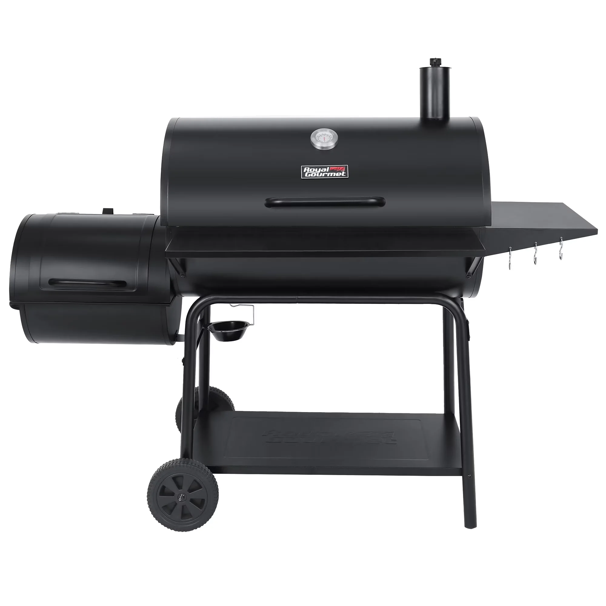 Stylish Charcoal Grill with Adjustable Charcoal Tray, Thermometer - Porcelain Enamel, Steel Model 879845