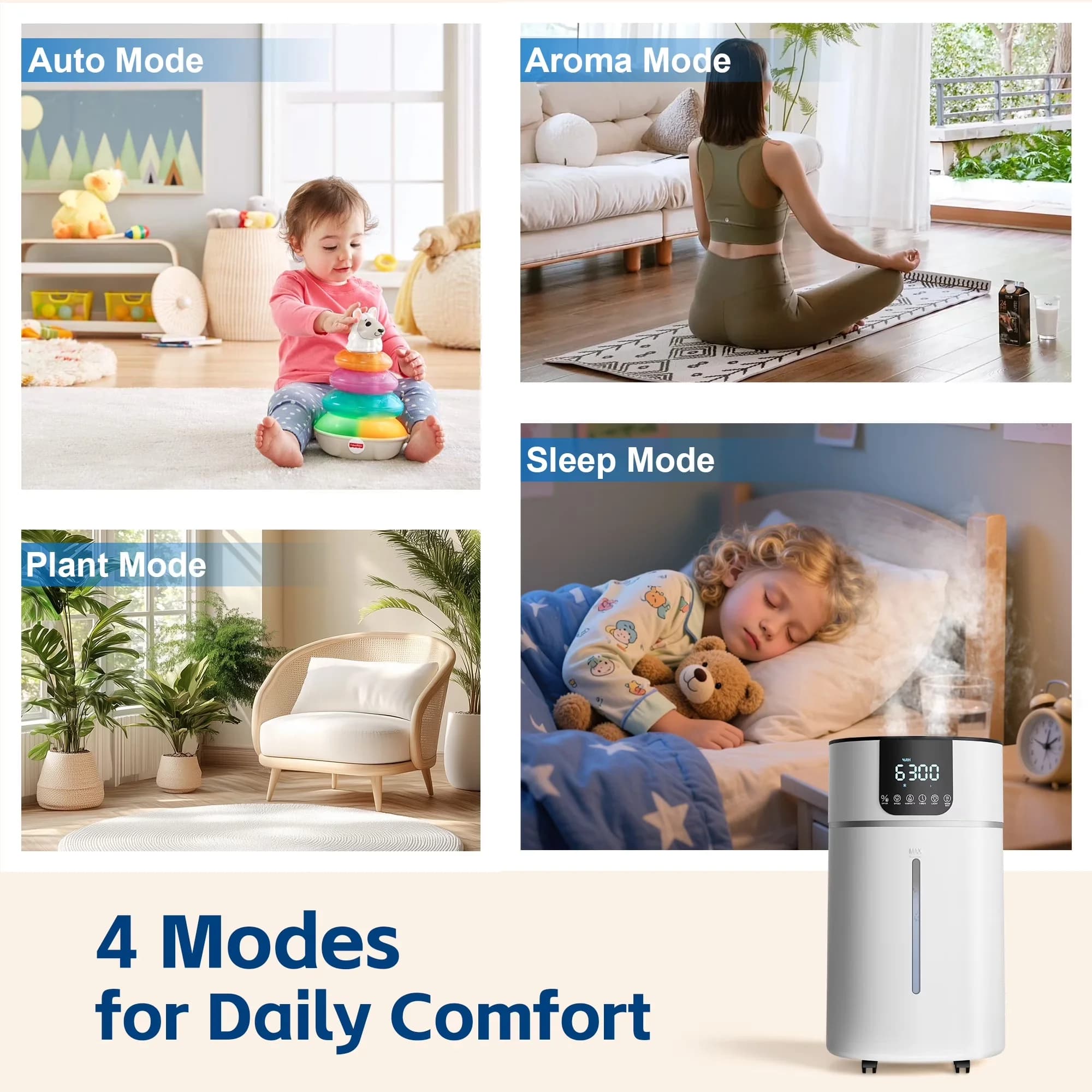 Humidifier Quality with Empty Tank Indicator, Water Level Indicator - White Model A1CBD6