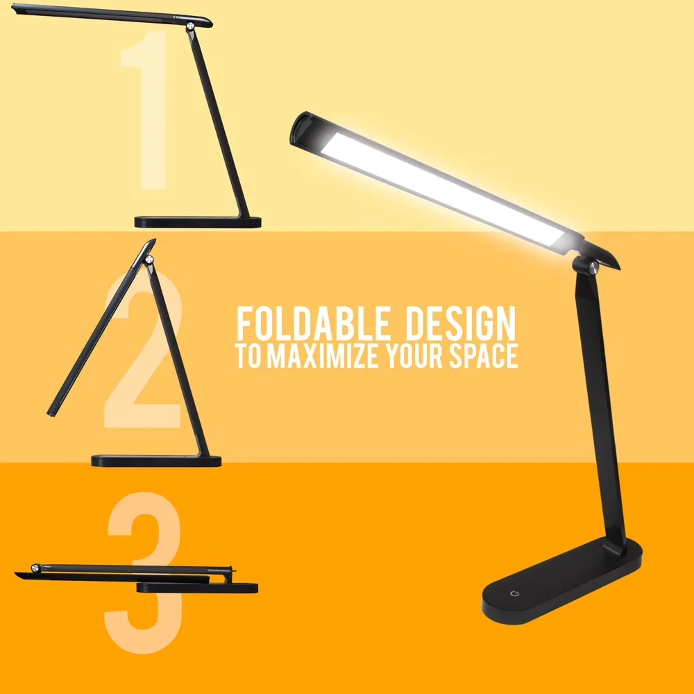 Stylish Desk Lamp with LED, Task Lamps - Plastic Black for Office, Dorm Model 226A78