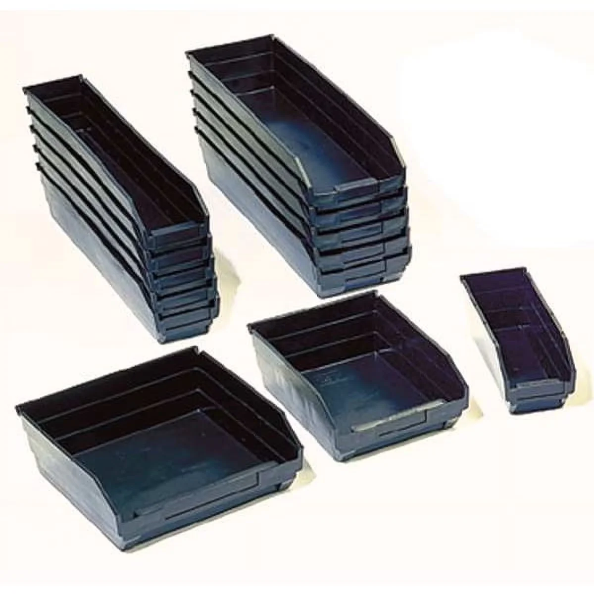 Essential Garage Storage Supply with Stackable, rear hanglock, nesting - Plastic Black Model A0B384
