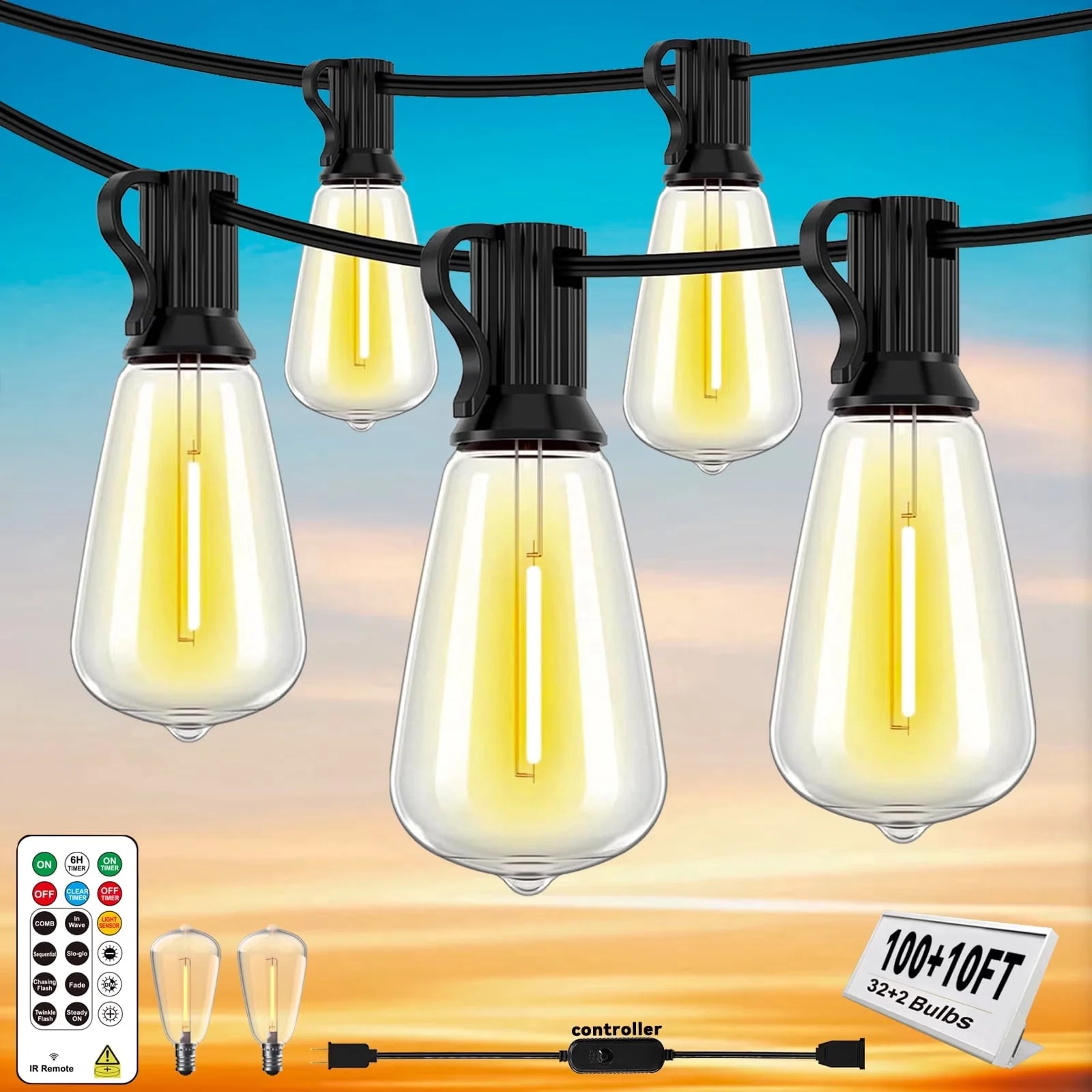 Essential Led Lighting with LED, Waterproof, 100+10FT Outdoor String Lights - Model 00D945
