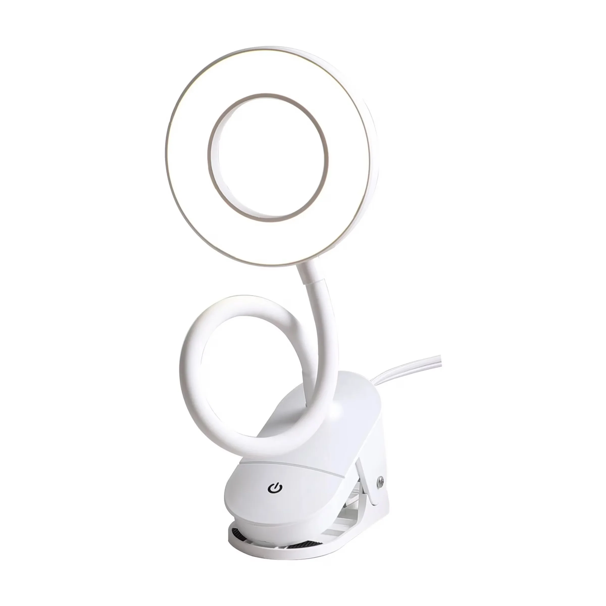 Desk Lamp Professional with LED, Adjustable Head, 18.9-Inch LED Ring Light - White Plastic Model 16CB5F