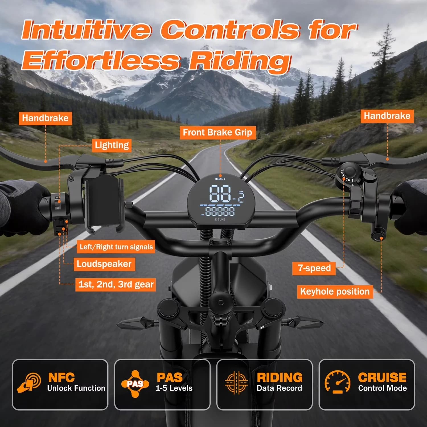 Innovative Electric Bike with 1500W, 48V, Adjustable Height - Black - Satisfaction Guaranteed Model 599D83