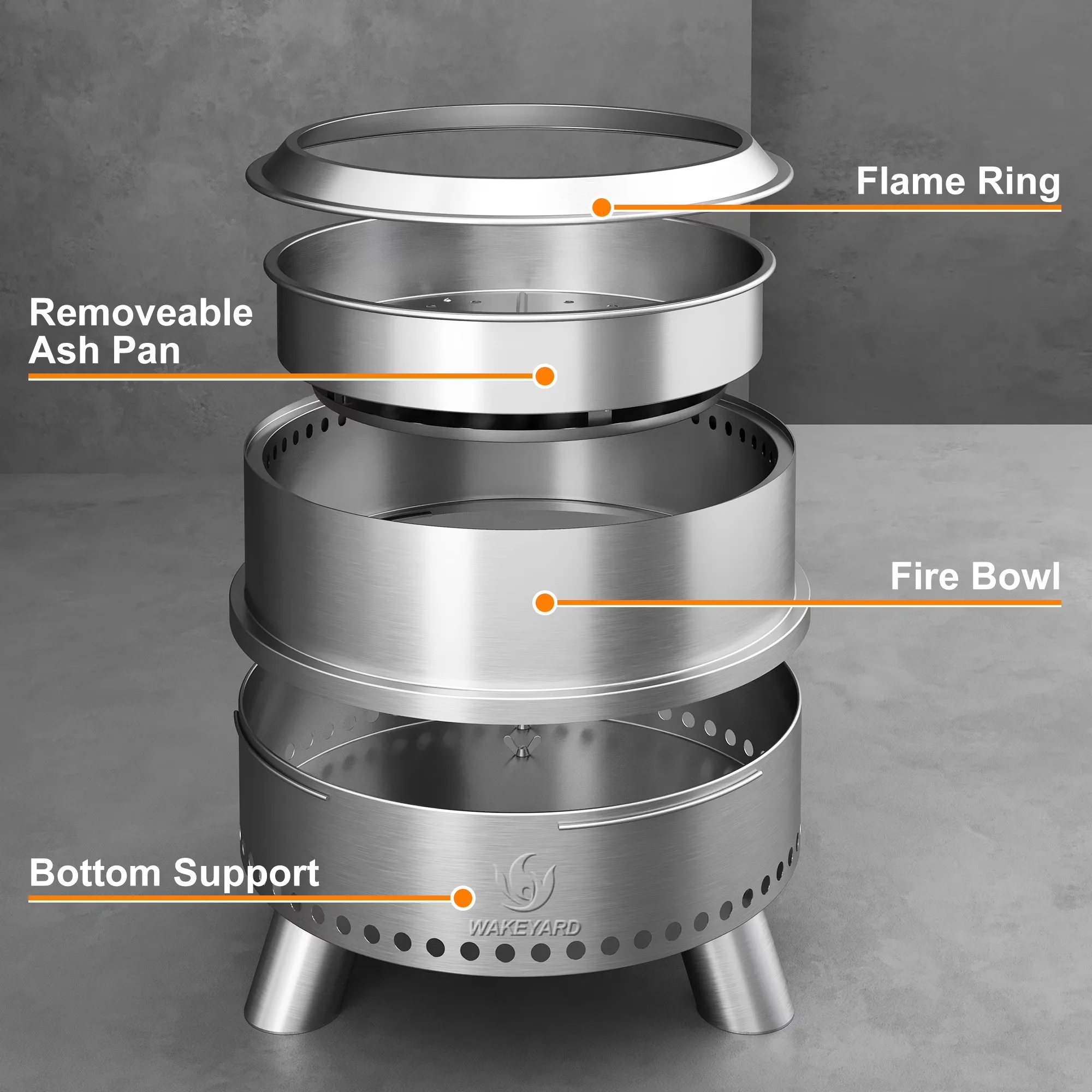 Compact Outdoor Heating with Perfect, Carry Bag & Poker - Silver 304 Stainless for Patio, Camping Model 8367CB