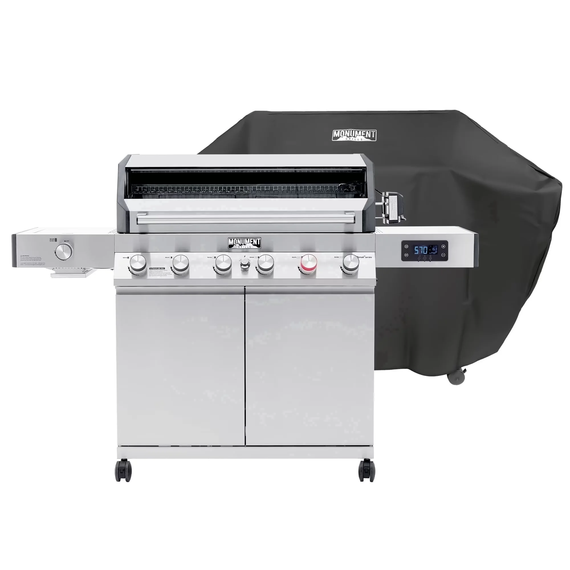 Premium Gas Grill with 78000 BTU, Grease Pan, Enclosed Cabinet - Stainless Steel Silver for Outdoor Model 4CAF4C