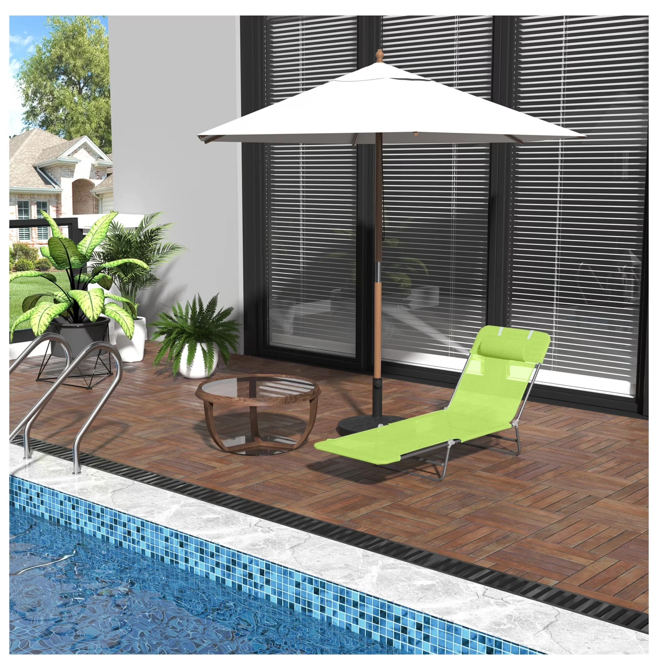 Efficient Beach Chair with Adjustable, Folding, Folding Chaise Lounge - Multicolor Model C12E0C