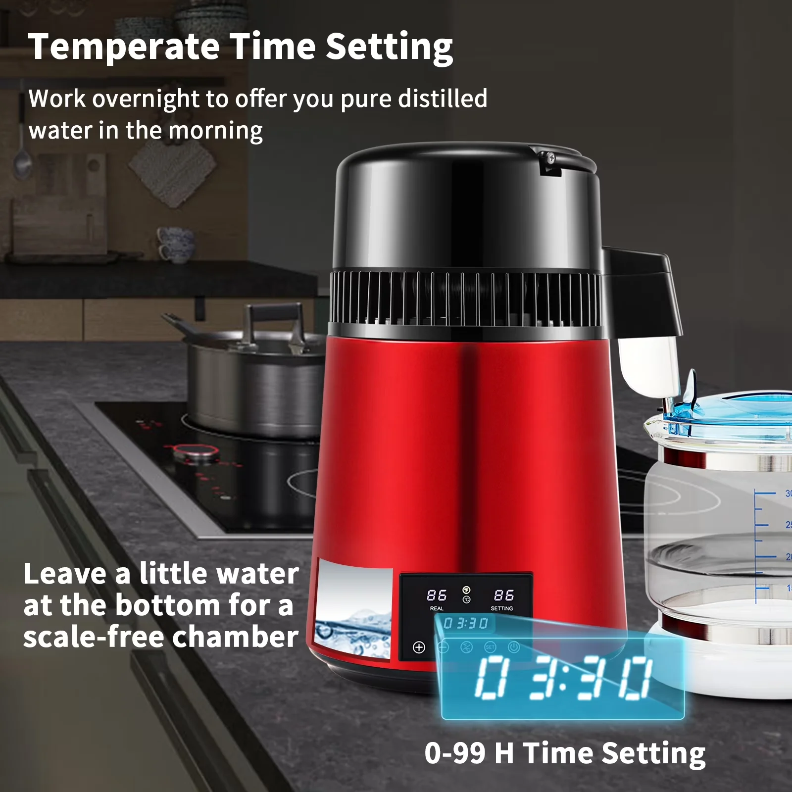 Water Filtration Essential with Temperature Display - Red Distiller - Professional Series Model 0044C1
