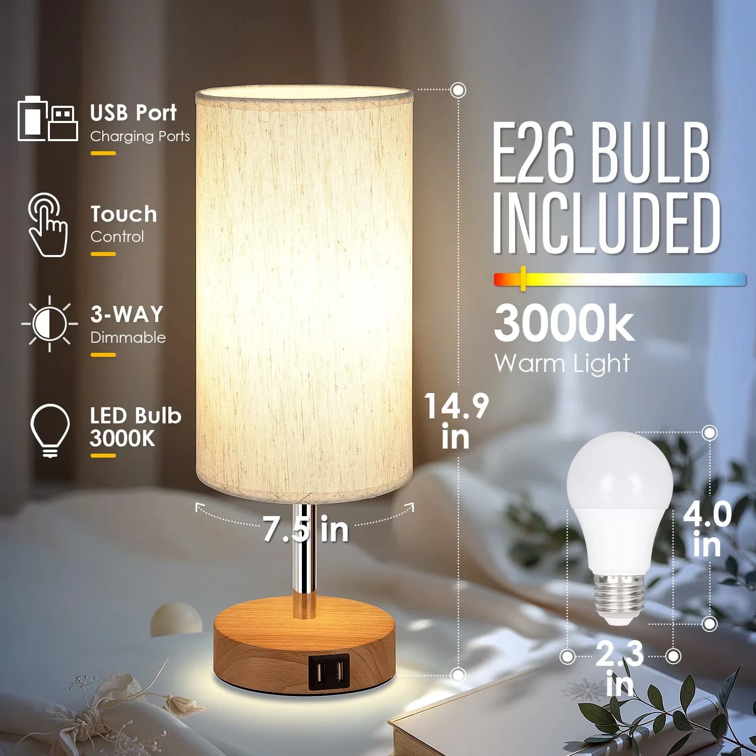 Innovative Lamp with LED, Modern - Beige Wood for Living Room, Bedroom Model A35E54