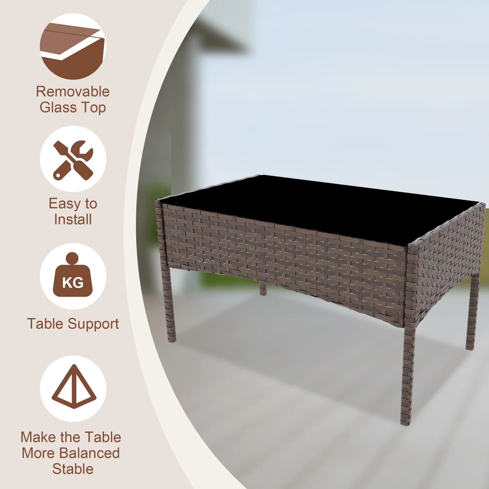 Patio Conversation Set Versatile with All-Weather PE Rattan Furniture, Modern 4-Piece Outdoor Bar, Tempered Glass Coffee Table - Blue Model F5695D