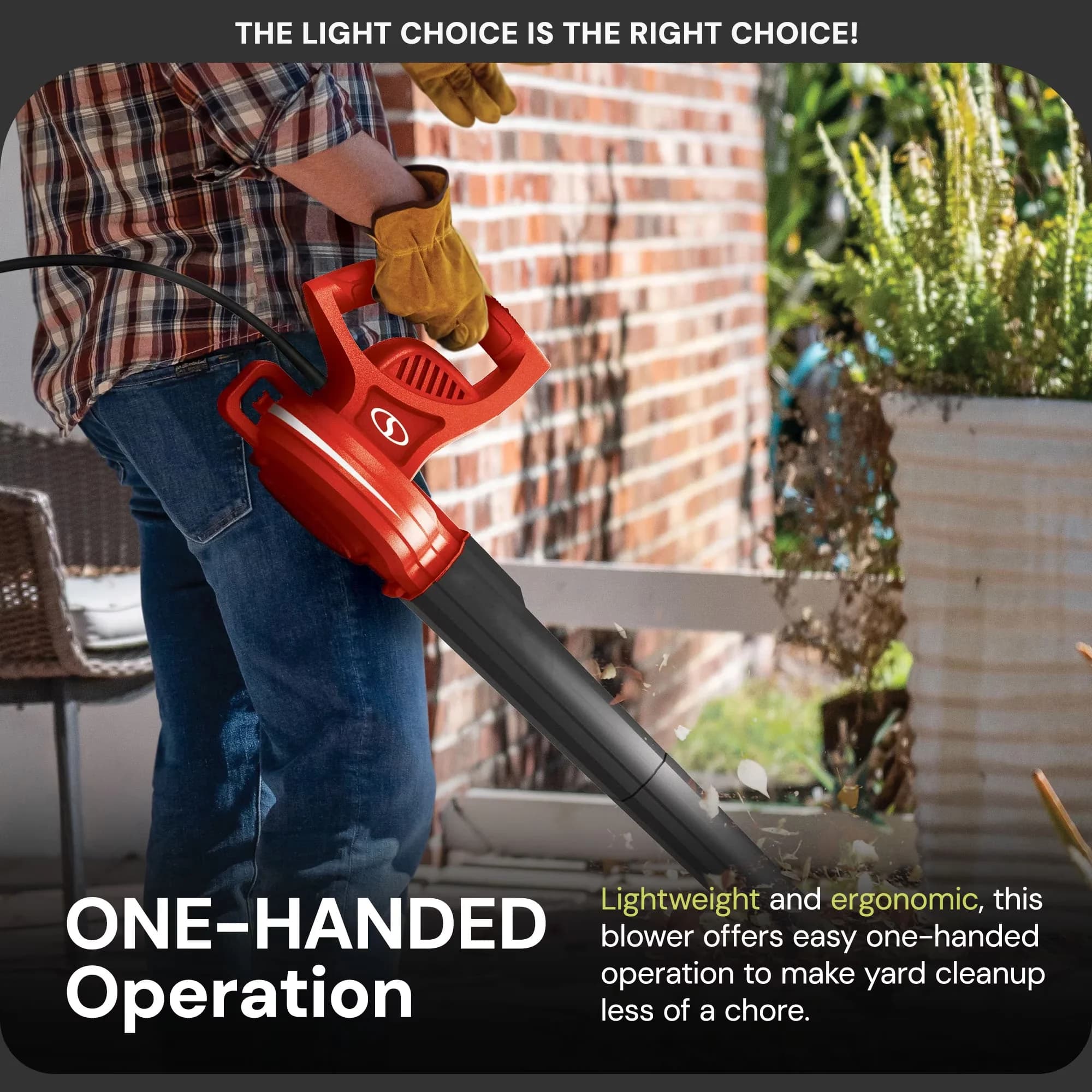 Essential Leaf Blower with Red, Light-Duty Lawn Tool - Open - Industrial Grade Model F09B86