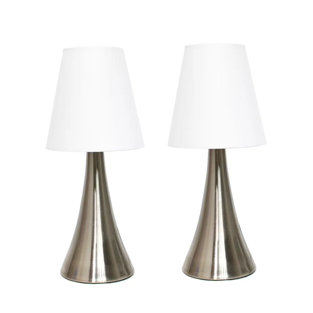 Durable Lamp Set with Incandescent, Contemporary, Touch Sensor - White Brushed Nickel Model 626FC6