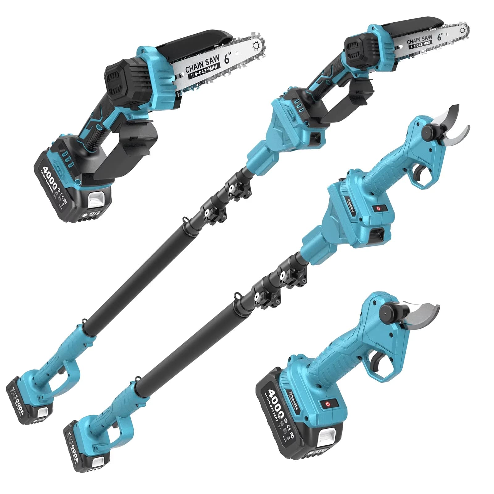 Chainsaw Durable with Battery, Automatic Chain Oiler, Electric 6 Inch Mini - Blue Model D2263A