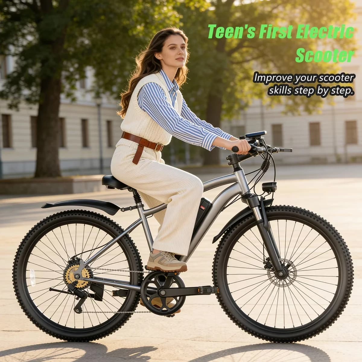 Efficient Electric Bike with Battery, 1200W, Adjustable Seat Height - Black Model 19D73F