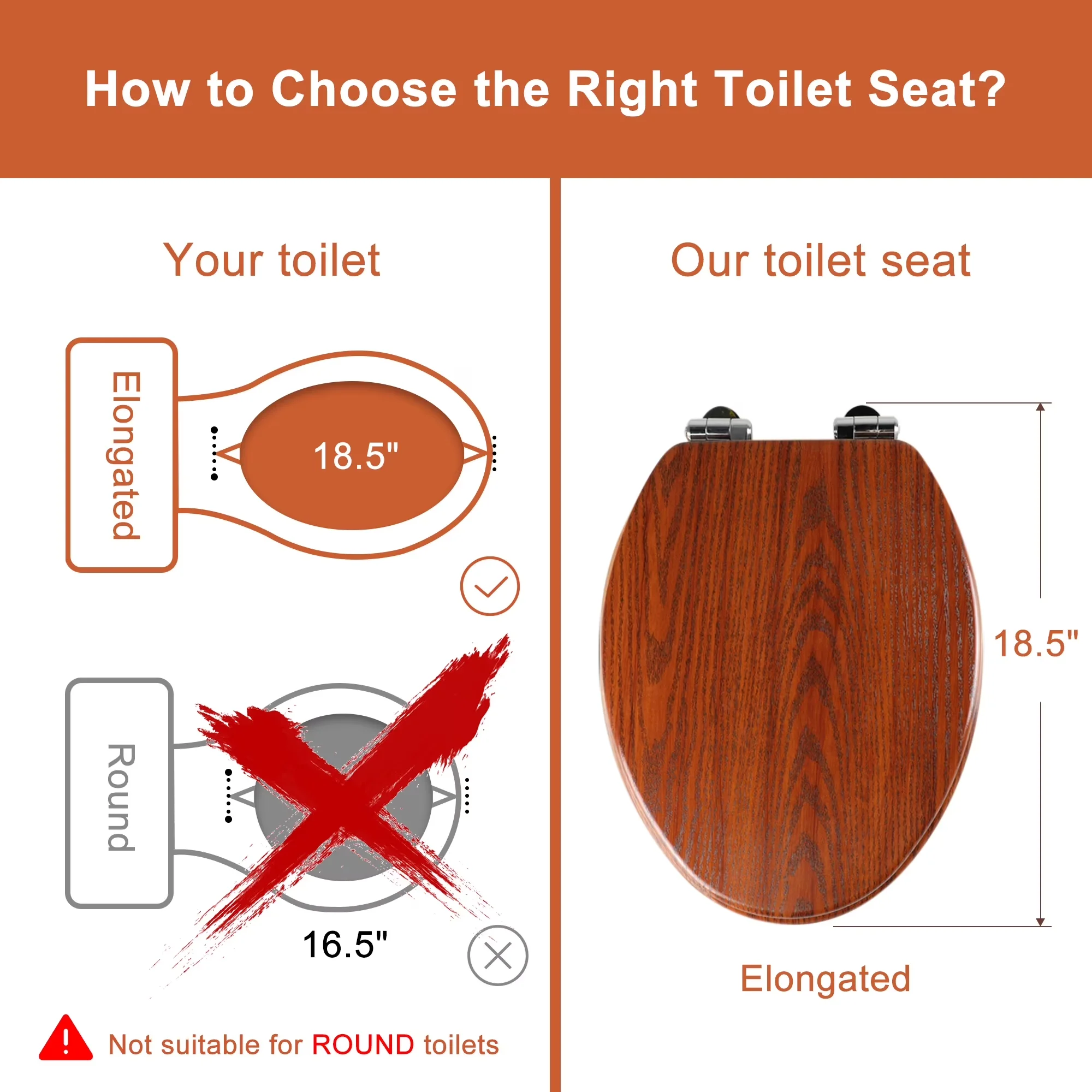 Durable Toilet Seats And Lid with Easy To Install, Quietly Close Quick Release Hinges - Molded Wood Yellow Model D008EE