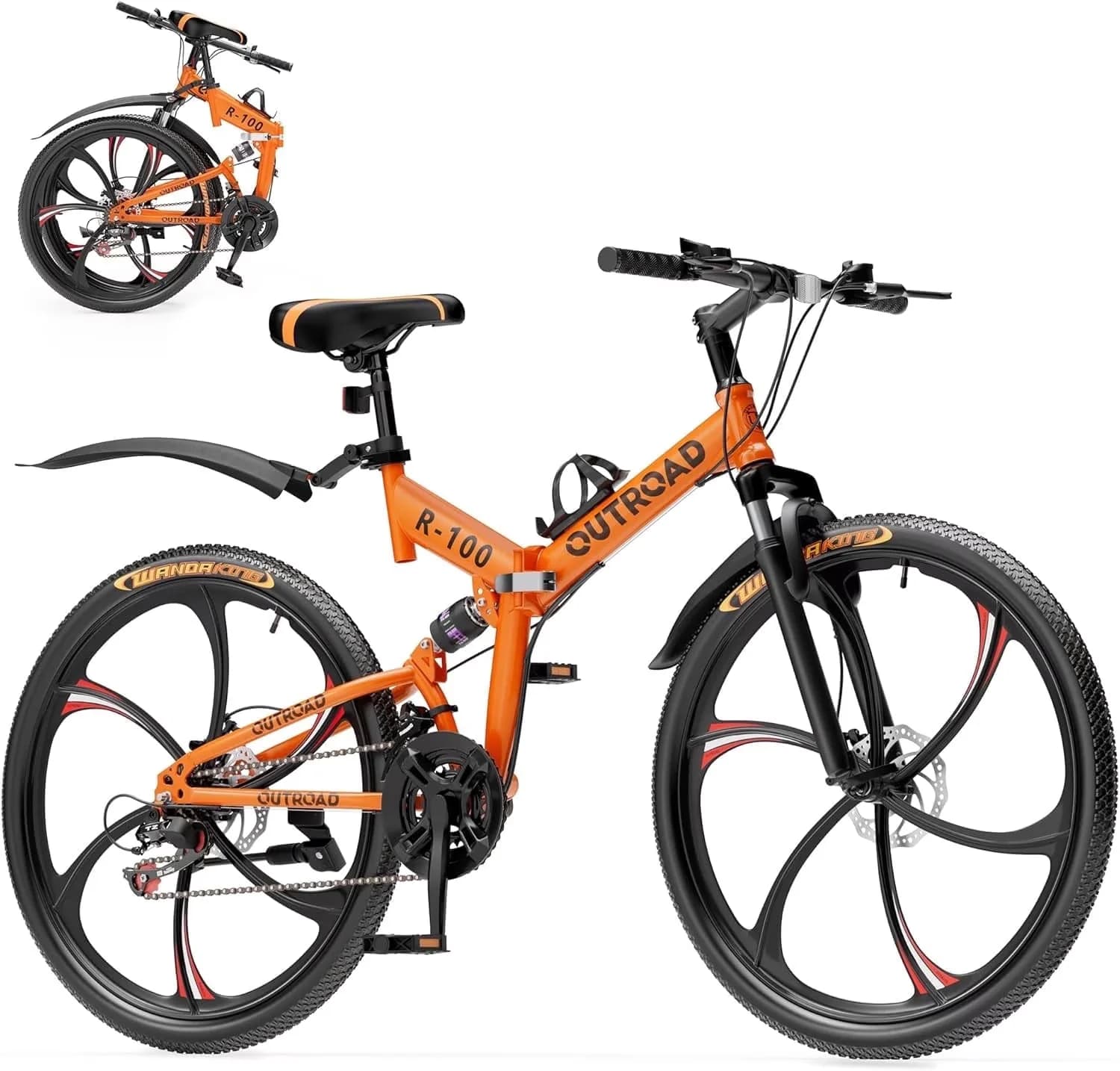 Mountain Bike Professional with Foldable, 26 Inch Folding, Number of Speeds 21 - Orange Model D9D38A