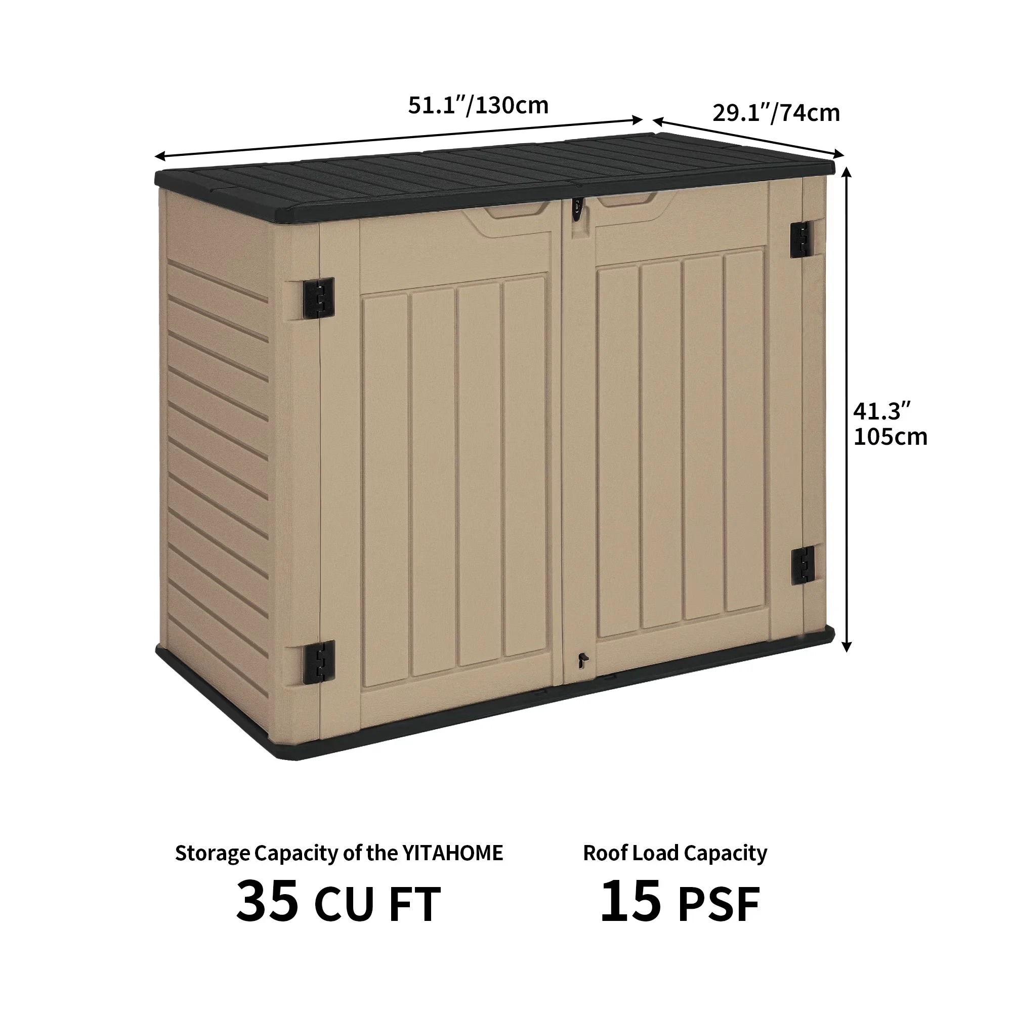 Versatile Shed with Waterproof, 41.30" x 51.10" x 29.10", Brown - Brown Plastic Model A4E5AA