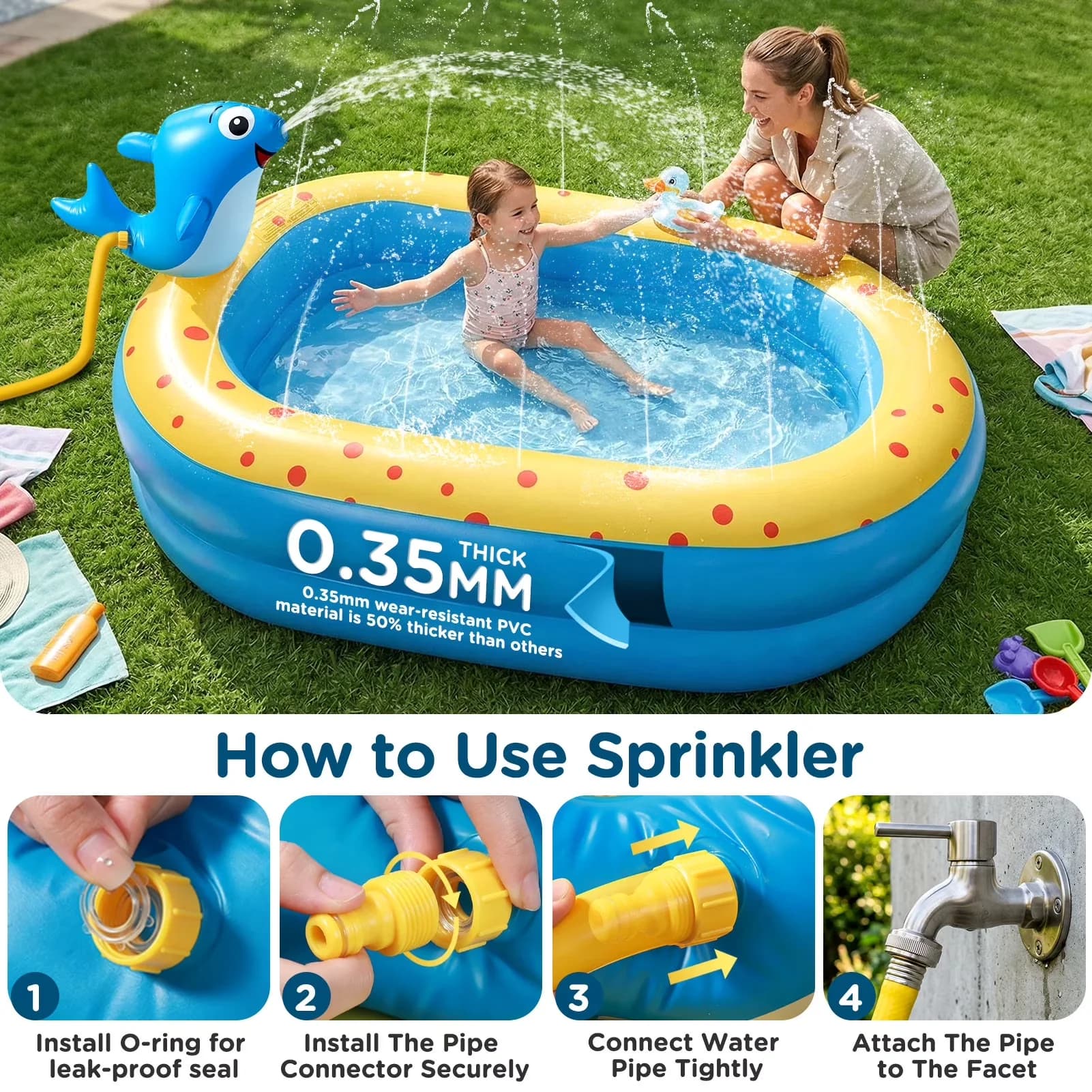 Classic Inflatable Pool with Swimming - 67x41x32in - Satisfaction Guaranteed Model 7729AF