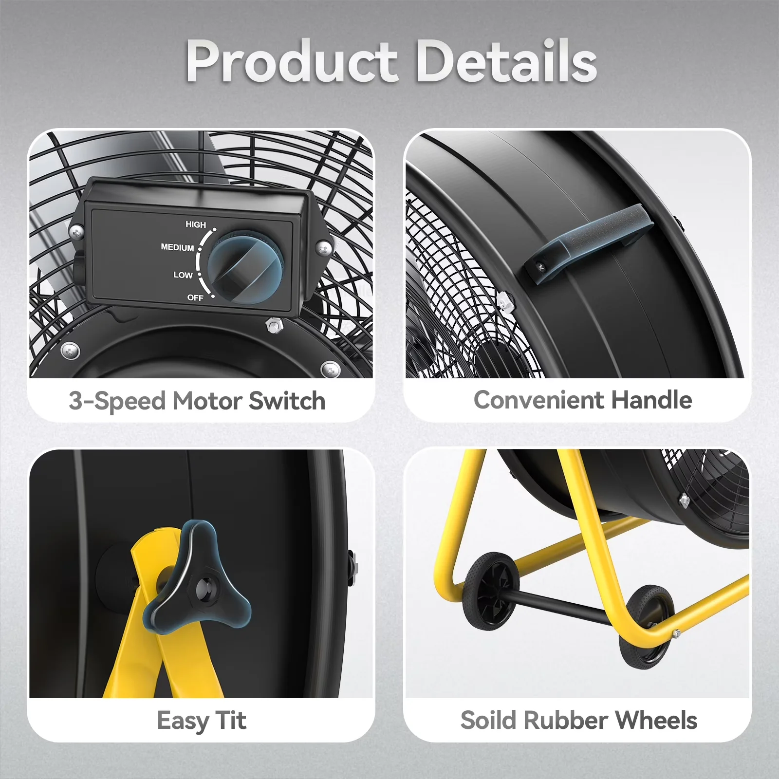 Fans In Cooling Innovative with Oscillating, Tilt Mechanism - Yellow Mental for Commercial, Garage Model 6FD5F5