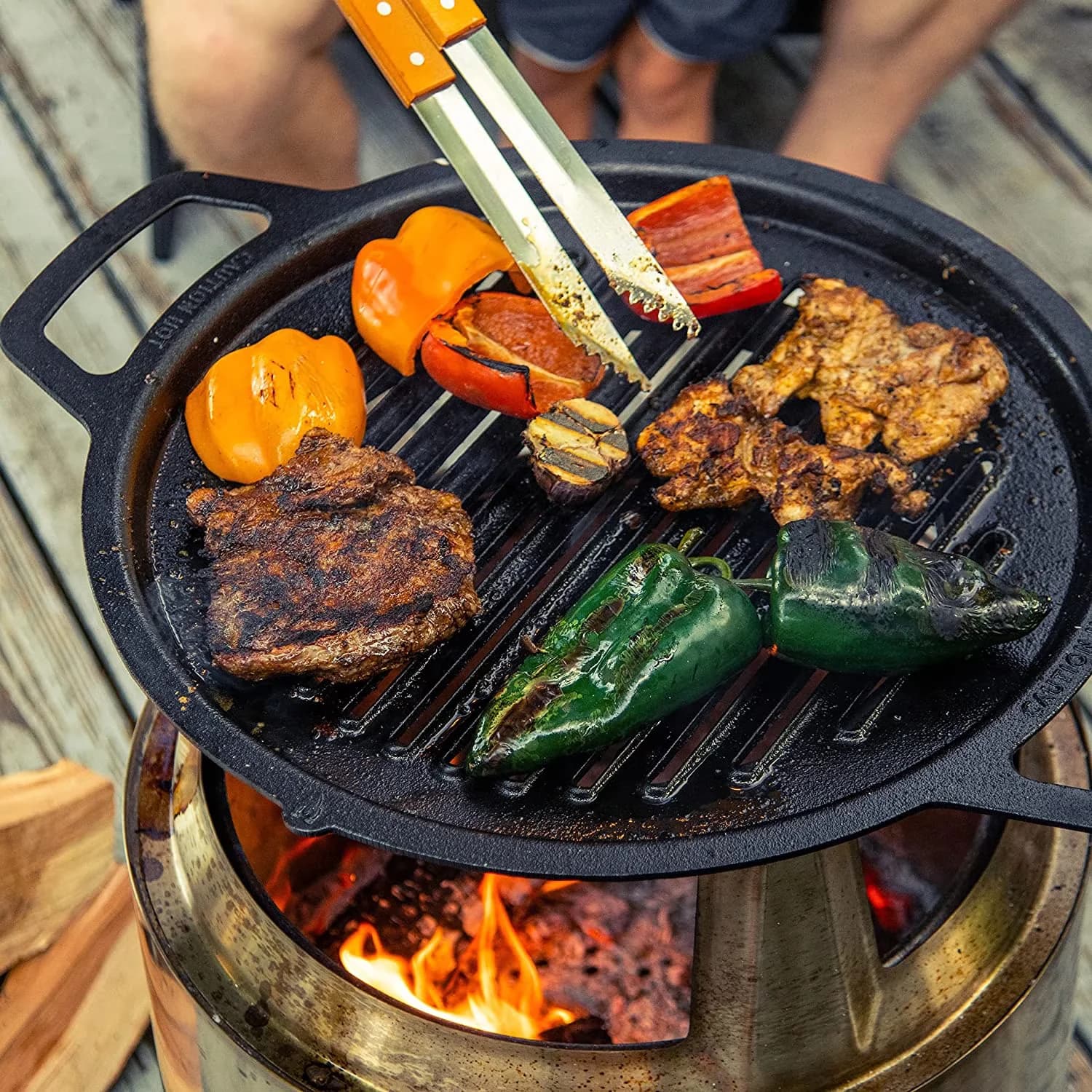 Modern Outdoor Heating with Smokeless, 3 lbs - Stainless Steel Silver Round Model 3EBF74