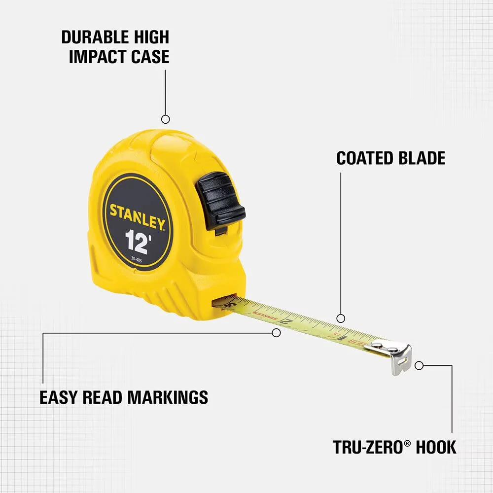 Measuring Layout Stylish with Easy To Use, 12' SAE High Impact Tape - Yellow Plastic Model E70866