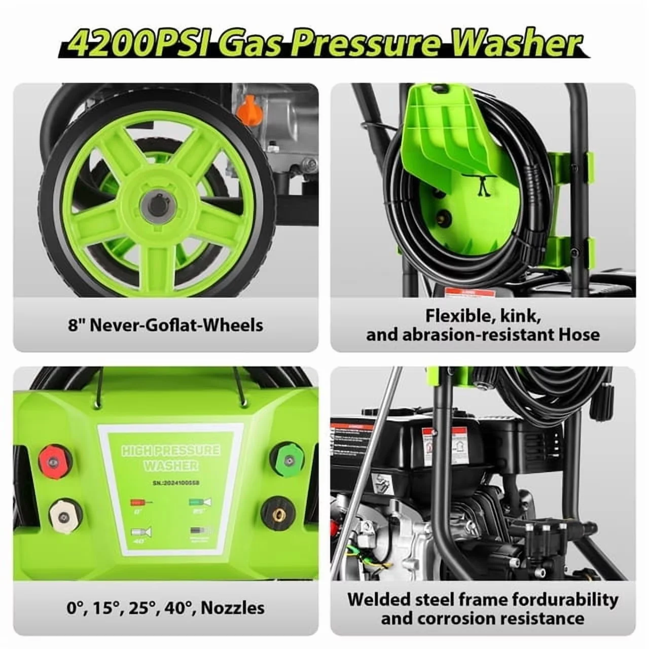 Pressure Washer Reliable with Quick Connect Tips, 1L Soap Tank & 5 Nozzles - Model 1BCA6C