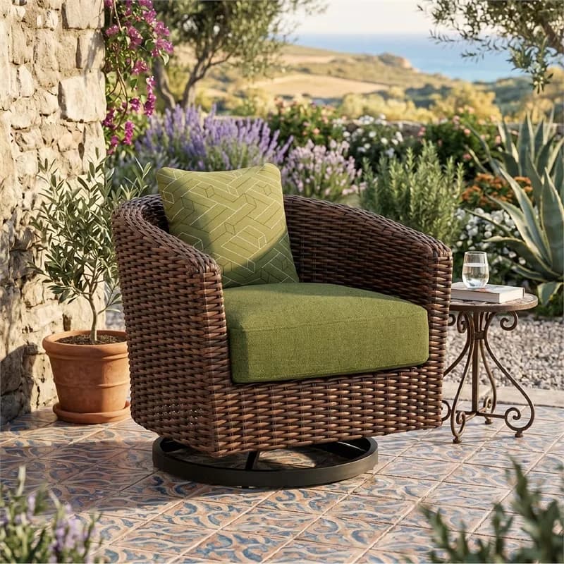 Innovative Patio Chair with Rust Resistant, Uv Resistant, Weather-Resistant - Green Polyester Model 872E5B