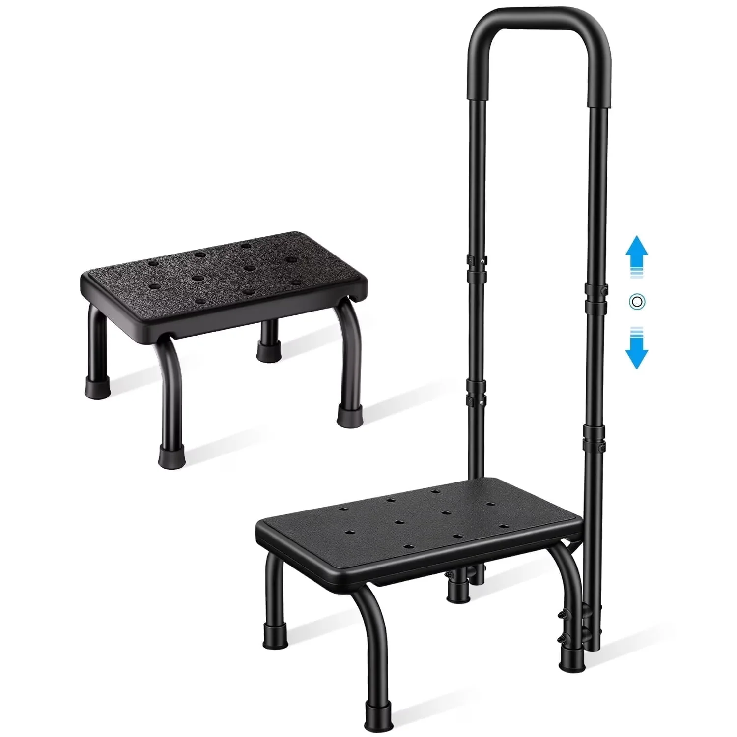 Quality Ladders And Step Stool with Anti-Slip, Adjustable Height - High Performance Carbon Steel Black Model 414D7F