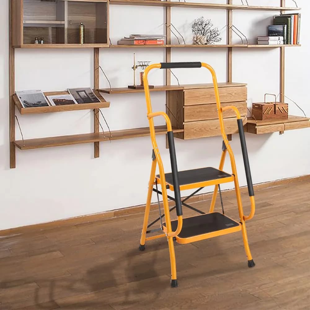 Versatile Ladders And Step Stool with Ultralight Weight, Folding 2 Ladder - Iron; Plastic Pedals And Foot Pads; Rubber Wrapped Handle... Model 7D487B