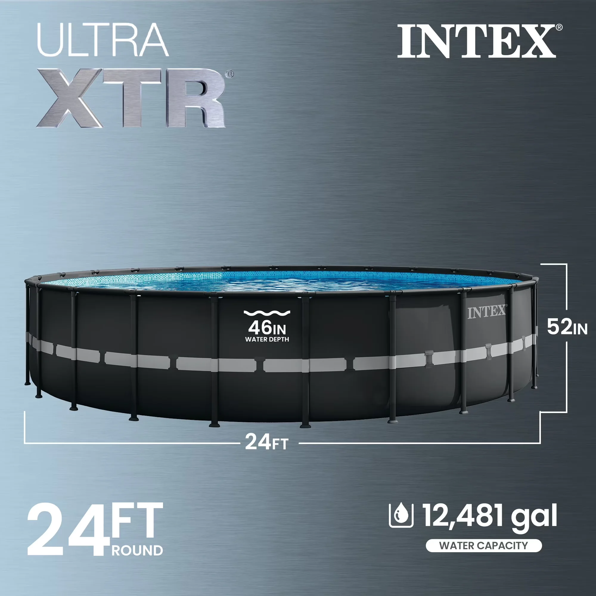 Stylish Above Ground Pool with Fade Resistant, 24ft x 52in Ultra XTR Swimming - White Model B6A83C
