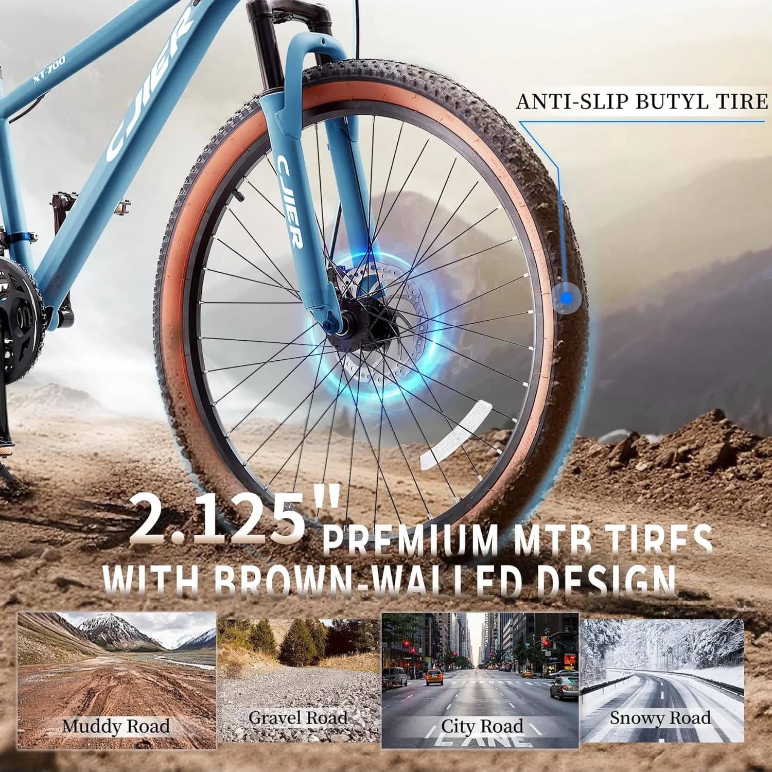 Sleek Mountain Bike with Adjustable Speed, Adjustable Seat Height, Easy Assembly - Blue Model D855AA