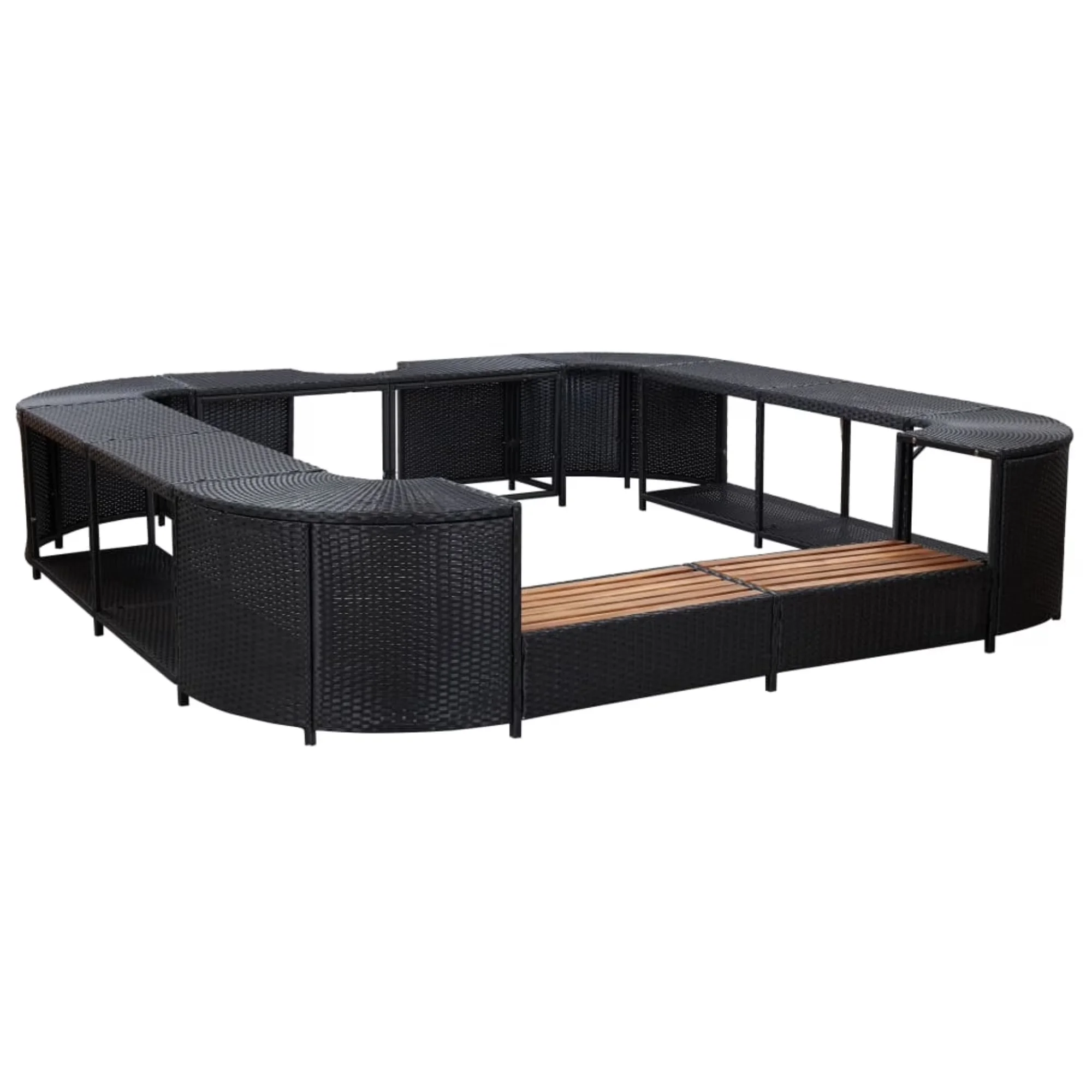 Hot Tub Sleek with Model No : 46073, Color: Black - Black Pe Rattan, Powder-Coated Steel, Solid Acacia Wood Model 7D51A0