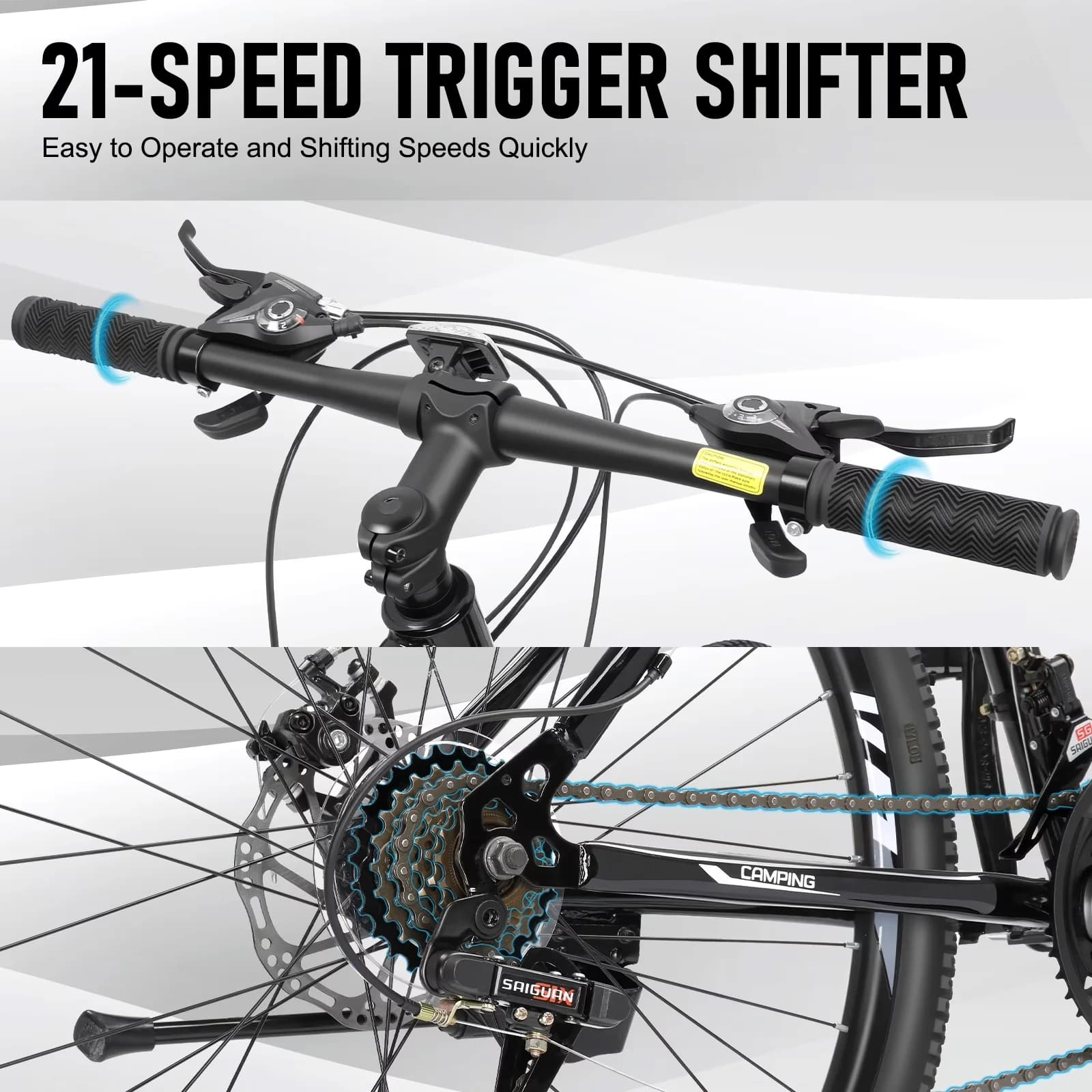 Essential Mountain Bike with Adjustable Seat Height, Lightweight - White Model CC229E